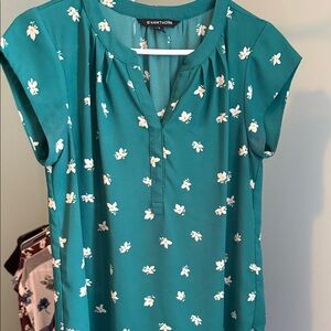 41 Hawthorn Teal and White Floral Blouse